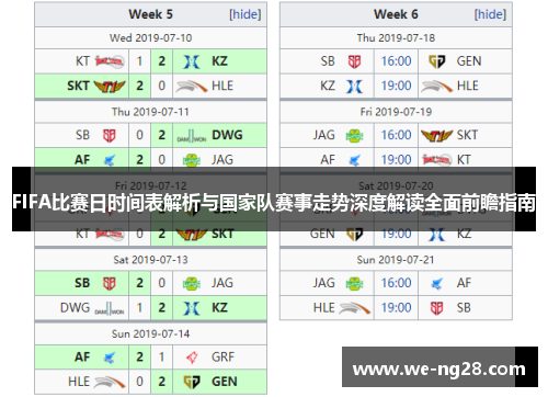 FIFA比赛日时间表解析与国家队赛事走势深度解读全面前瞻指南